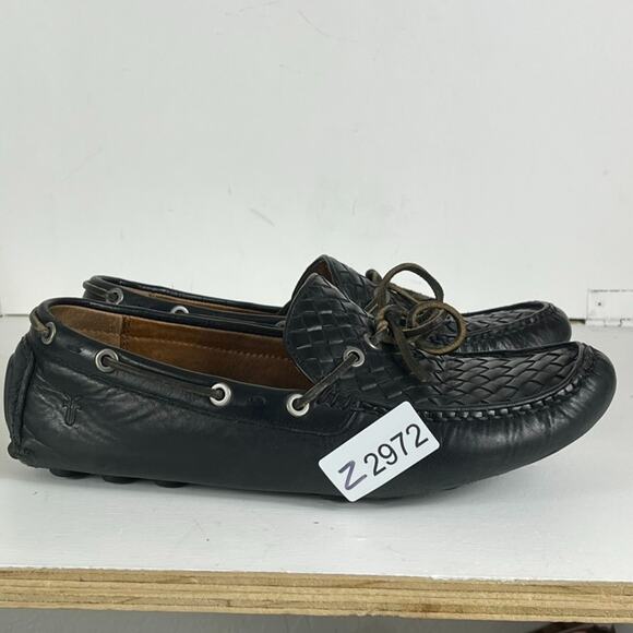 Frye Loafers Mens Size 10.5 Russe Black Woven Leather Slip On Casual Shoes main image 6
